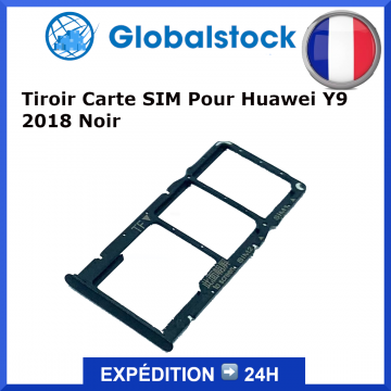 Tiroir Double Sim + SD Carte Mémoire pour HUAWEI Y9 2018 / Enjoy 8e Noir