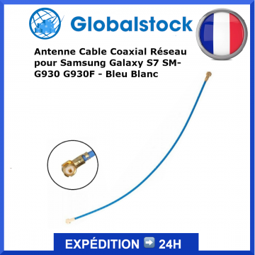 Antenne Cable Coaxial Réseau pour Samsung Galaxy S7 SM-G930 G930F - Blanc Bleu