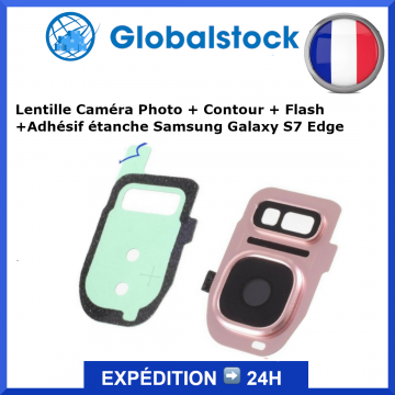 Lentille Caméra Photo + Contour Rose pour Samsung Galaxy S7 Edge
