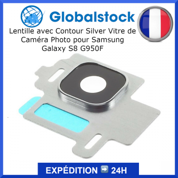 Lentille avec Contour Silver Vitre de Caméra Photo pour Samsung Galaxy S8 G950F