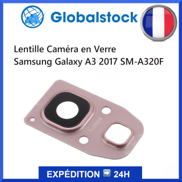 Lentille Caméra en Verre + Contour Rose pour Samsung Galaxy A3 2017 SM-A320F