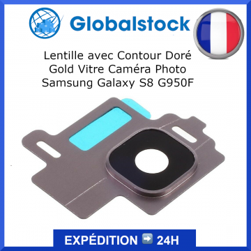 Lentille avec Contour Doré Gold Vitre Caméra Photo pour Samsung Galaxy S8 G950F Dore