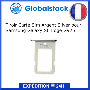 Tiroir sim pour rack pour Samsung Galaxy S6 Edge G925 / Argent Silver