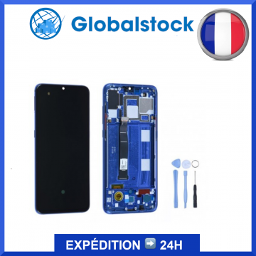 Ecran LCD + Vitre Tactile sur châssis pour Xiaomi Mi 9 Bleu Océan + outils