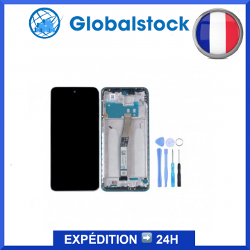 Ecran LCD + Vitre tactile sur châssis pour Xiaomi Redmi Note 9 Pro Gris + Outils