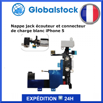 Nappe connecteur de charge + Jack Blanc pour iPhone 5