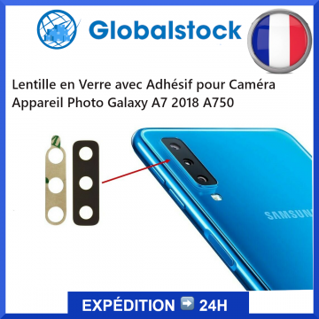 Lentille en Verre avec Adhésif Caméra Appareil Photo pour Galaxy A7 2018 A750