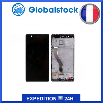 Ecran LCD + Vitre tactile sur châssis Huawei P9 Plus Noir OLED
