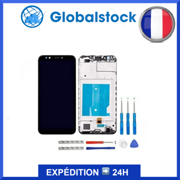 Ecran LCD + Vitre Tactile sur chassis pour Huawei Y7 2018 Noir + outils