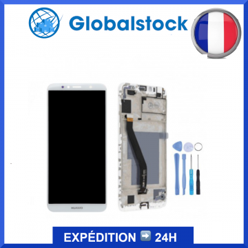 Ecran LCD + vitre tactile sur chassis pour Huawei Y6 (2018) Blanc + outils