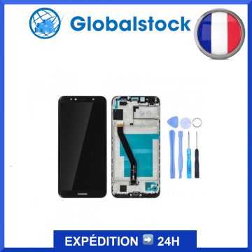 Ecran LCD + vitre tactile sur chassis Huawei Y6 (2018) Noir + outils