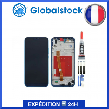 Ecran LCD + vitre tactile sur chassis pour Huawei Mate 20 Bleu + outils