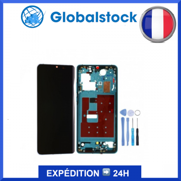 Ecran LCD + Vitre tactile sur châssis pour Huawei P30 Pro Bleu Aurore + outils