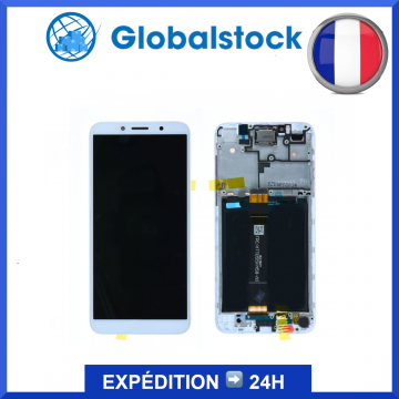 Écran pour HUAWEI Y5 2018 Blanc LCD sur châssis