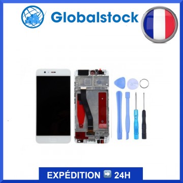 Ecran LCD + Vitre tactile sur châssis pour Huawei P10 Blanc + outils