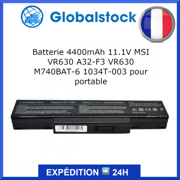 Batterie portable pour MSI VR630 A32-F3 VR630 M740BAT-6 1034T-003 4400mAh 11.1V