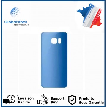 Vitre arrière pour Samsung Galaxy S7 Edge bleu LOGO + CE