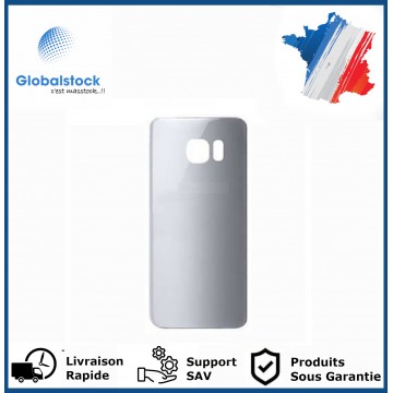 Vitre arrière pour Samsung Galaxy S7 Edge argent LOGO + CE