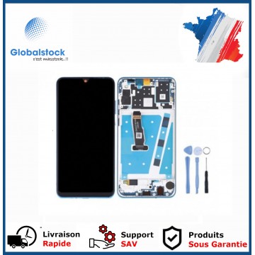 Ecran LCD + Vitre tactile sur châssis pour Huawei P30 Lite Bleu + outils