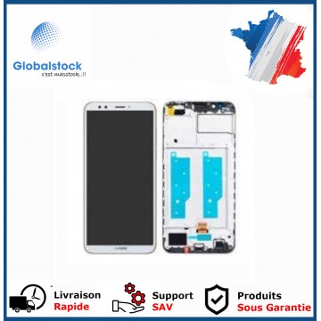 Ecran LCD + Vitre Tactile sur châssis pour Huawei Y7 2018 Blanc+ outils