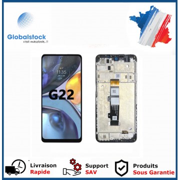 Ecran LCD + Vitre tactile sur châssis pour Motorola Moto G22 Noir + Outils