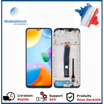 Ecran LCD + Vitre tactile sur châssis pour Xiaomi Redmi 10C/Poco C40 Noir + Outils