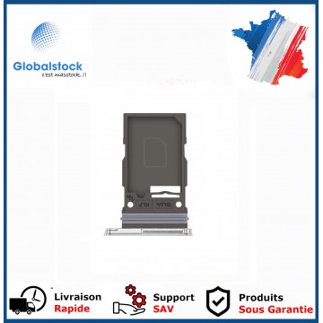 Tiroir lecteur sim pour Samsung Galaxy S22 5G Argent/ Blanc