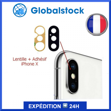 Lentille Caméra Appareil Photo Vitre Arrière en Verre + Adhésif pour iPhone X