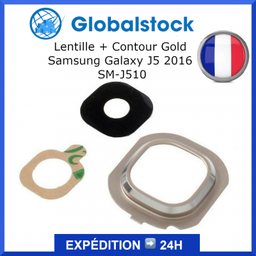Lentille Caméra en Verre + Contour Doré Gold/ OR pour Samsung Galaxy J5 2016 SM-J510F