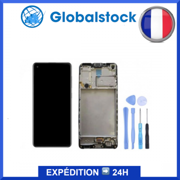 Ecran LCD + Vitre tactile sur Châssis pour Samsung Galaxy A21S (A217F) Noir + outils