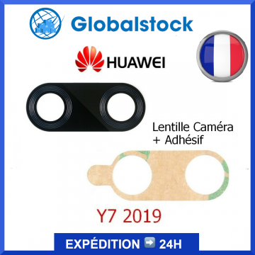 Lentille Vitre Verre pour Appareil Photo Caméra Arrière pour Huawei Y7 2019 + Adhésif