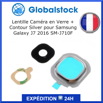 Lentille Caméra en Verre + Contour Silver pour Samsung Galaxy J7 2016 SM-J710F
