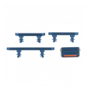 Pack bouton latéral Power Volume Mute (silencieux) pour iPhone 13 6.1"/13 Mini 5.4" Bleu 4pcs in one set
