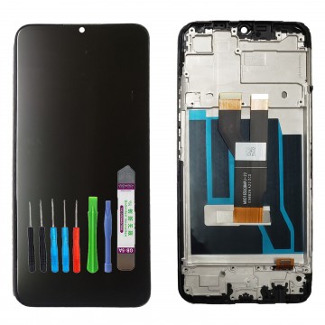 Ecran LCD + Vitre tactile sur châssis pour Realme C21 RMX3201 Noir + Outils
