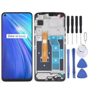 Ecran LCD + Vitre tactile sur châssis pour Realme 6 Noir + Outils