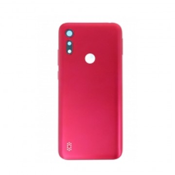 Vitre arrière (cache batterie) pour Motorola Moto E6i Rouge + Logo