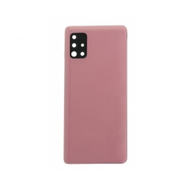 Vitre arrière + Adhésif + Lentille camera pour Samsung Galaxy A51 5G Rose + Logo