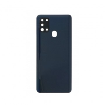 Vitre arrière avec Adhésif + Lentille camera support pour Samsung Galaxy A21s A217 Noir + Logo