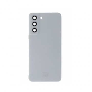 Vitre arrière avec Adhésif + Lentille camera support pour Samsung Galaxy S21 FE 5G G990 Blanc