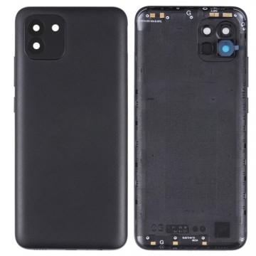 Vitre arrière avec Adhésif + Lentille camera + support pour Samsung Galaxy A03 A035 A035G 166mm Noir + Logo