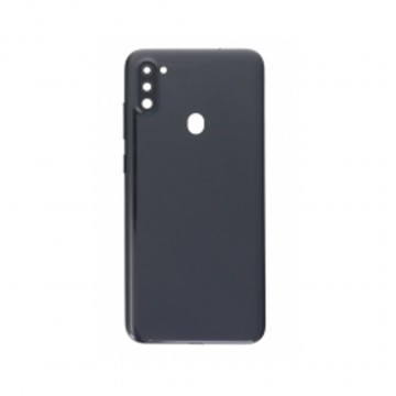 Vitre arrière avec Adhésif + Lentille camera + support pour Samsung Galaxy A11 A115F Noir + Logo