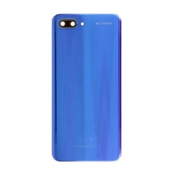 Vitre arrière avec Adhésif + Lentille camera + support pour Huawei Honor 10 Bleu + Logo