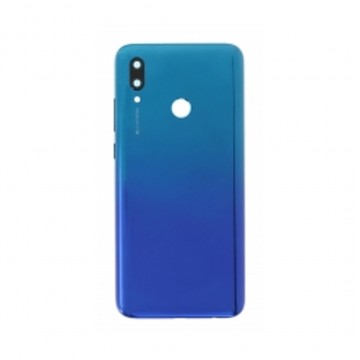 Vitre arrière avec Lentille camera + support pour Huawei P smart 2019 Bleu + Logo