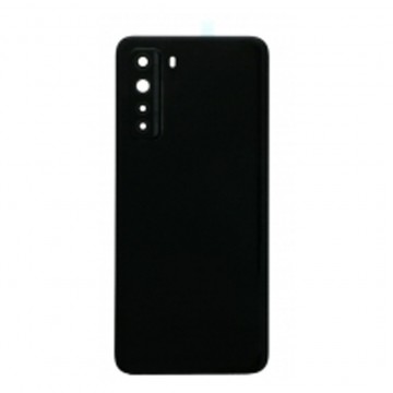Vitre arrière avec Adhésif + Lentille camera + support pour Huawei P40 lite 5G Noir + Logo