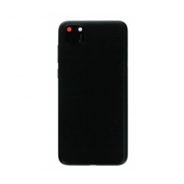 Vitre arrière avec Lentille camera + support pour Huawei Y5p Noir + Logo