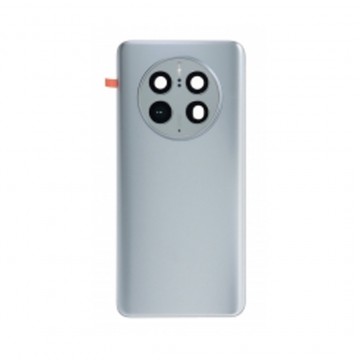 Vitre arrière avec Adhésif + Lentille camera + support pour Huawei Mate 50 Pro Argent + Logo