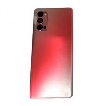 Vitre arrière avec Adhésif + Lentille camera + support pour Oppo Reno4 Pro 5G CPH2089 Rouge + Logo