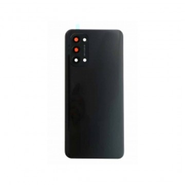 Vitre arrière avec Adhésif + Lentille camera + support pour Oppo Reno5 4G Noir + Logo