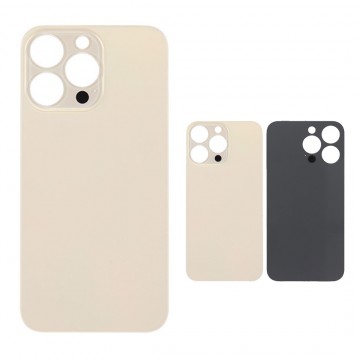 Vitre Arrière pour iPhone 13 Pro avec Gros Trou Or et Adhésif