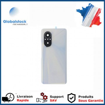 Vitre arrière avec Adhésif + Lentille camera + support pour Huawei Nova 9 SE Blanc + Logo